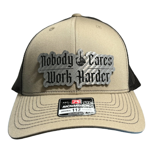 Nobody Cares/Work Harder leatherette Patch